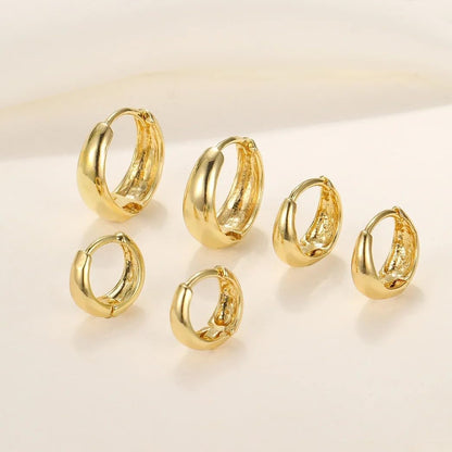 3-Pair Gold Chunky Hoop Earrings Set