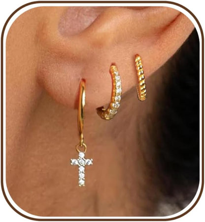 Gold-Tone Pearl Stackable Drop Earrings
