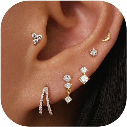 6-Pair Gold-Tone Stud Earrings Set
