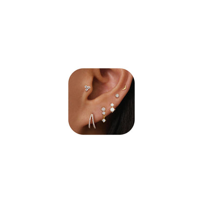 6-Pair Gold-Tone Stud Earrings Set