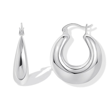 Silver-Tone Chunky Hoop Earrings