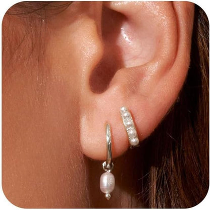 Gold-Tone Pearl Stackable Drop Earrings