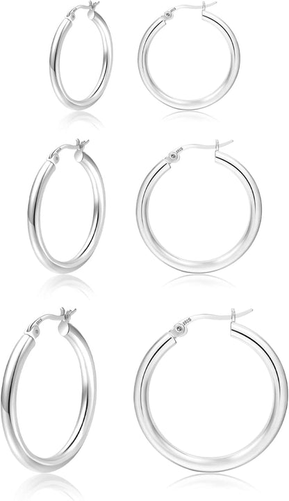 PABBEU Gold Hoop Earrings for Women Sterling Silver Post Small Gold Hoop Earrings 14k Real Gold Tiny Hypoallergenic Small Hoop Earrings Set for Women Men 13/15 /20mm