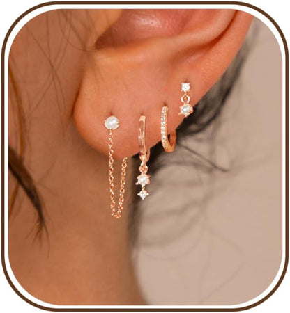 Gold-Tone Pearl Stackable Drop Earrings