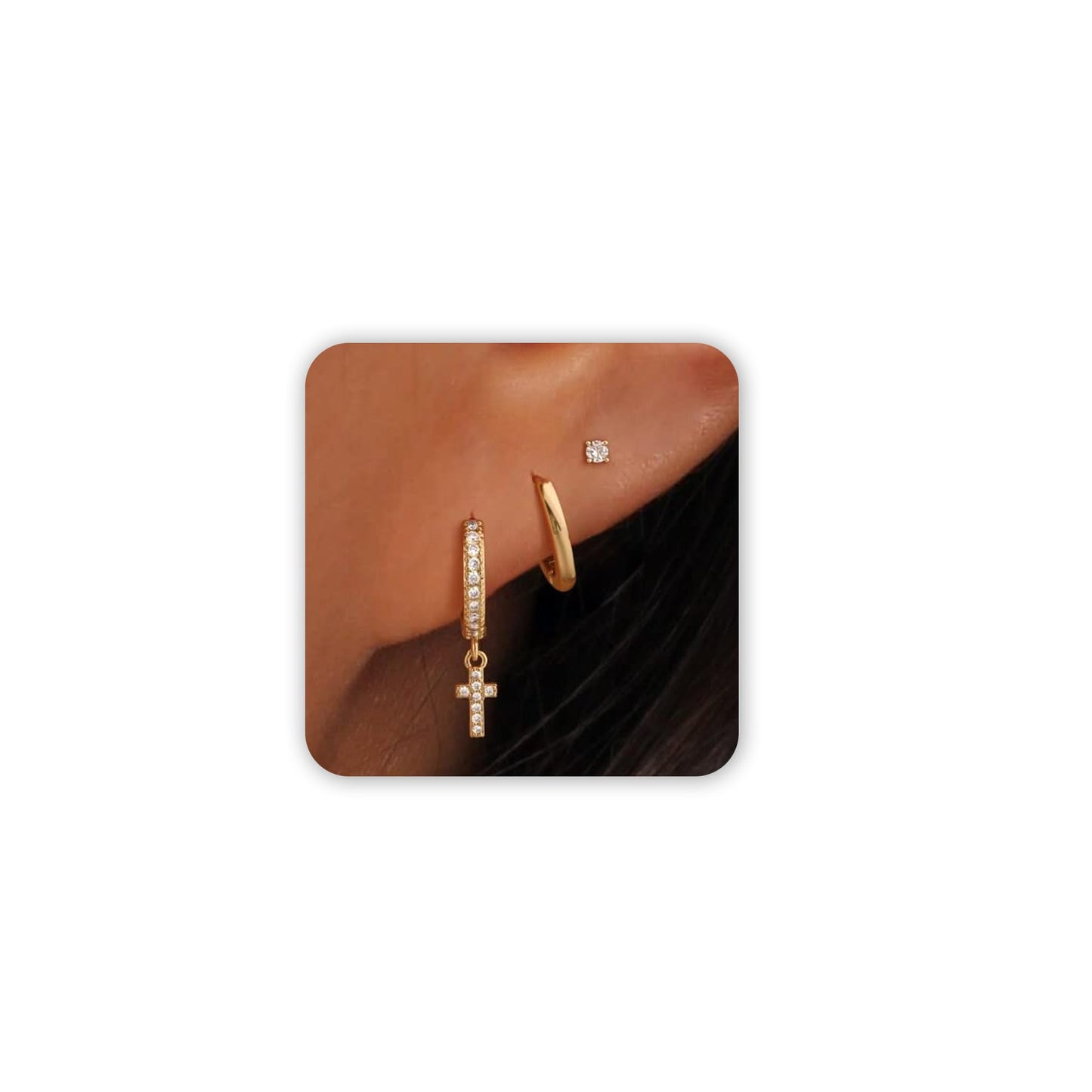 3-Pair Gold-Tone Hoop Earrings Set