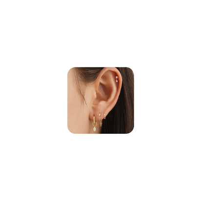 Gold-Tone Pearl Stackable Hoop Earrings