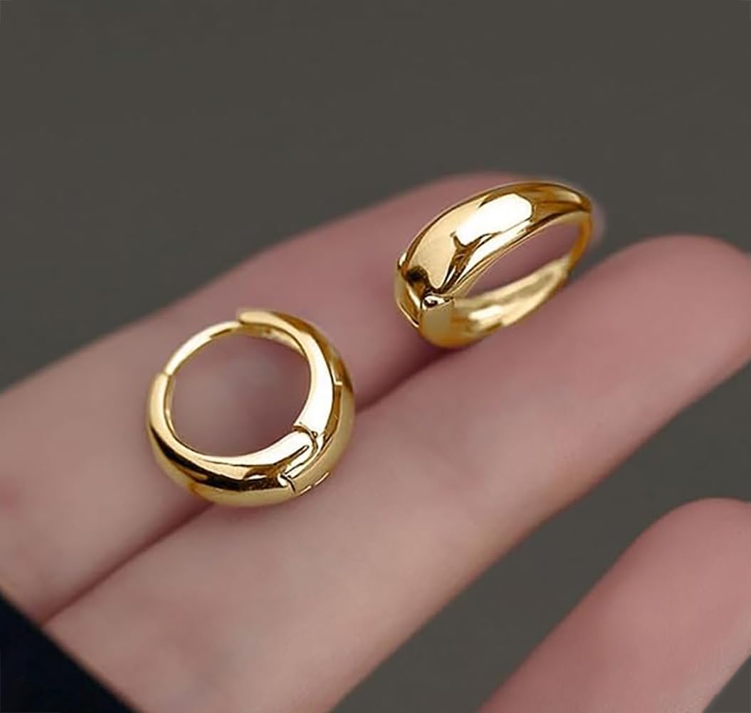 3-Pair Gold Chunky Hoop Earrings Set