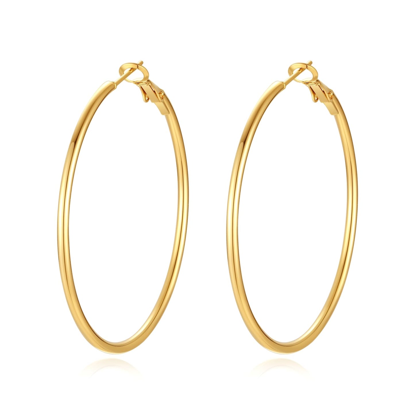 4-Pair Gold-Tone Silver-Tone Hoop Earrings Set