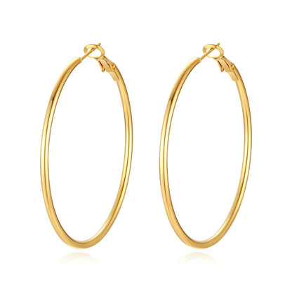4-Pair Gold-Tone Silver-Tone Hoop Earrings Set