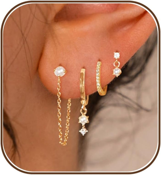 Gold-Tone Pearl Stackable Drop Earrings