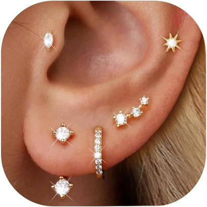6-Pair Gold-Tone Stud Earrings Set