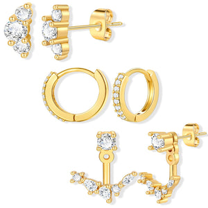 6-Pair Gold-Tone Stud Earrings Set