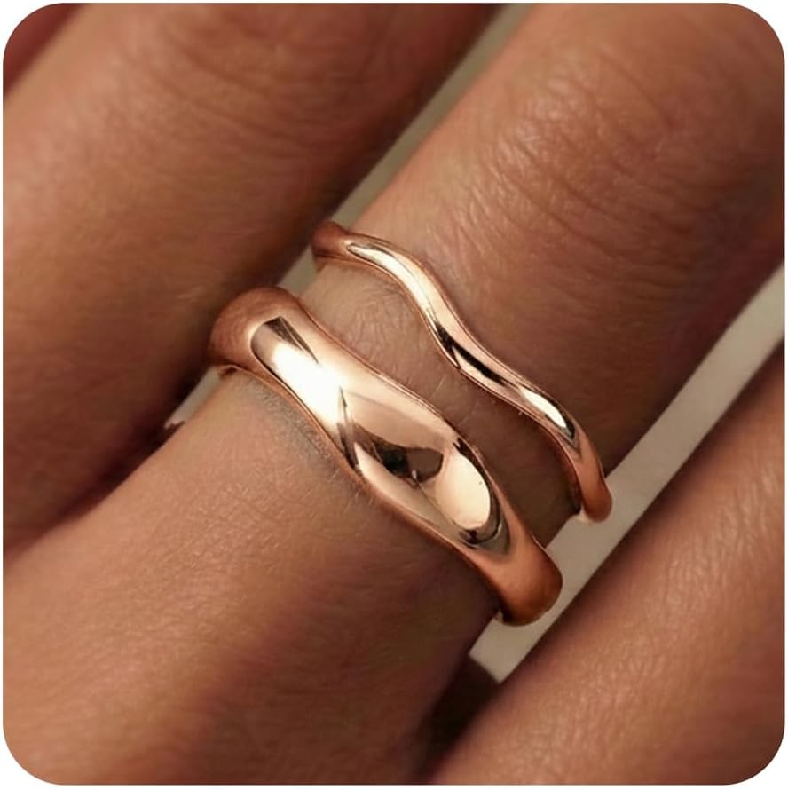 Gold-Tone Stackable Chunky Ring Set