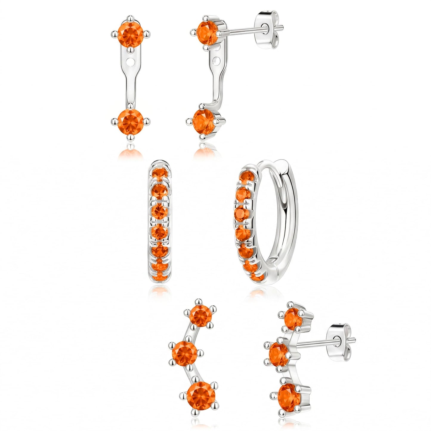 3-Pair Birthstone Hoop Earrings Set