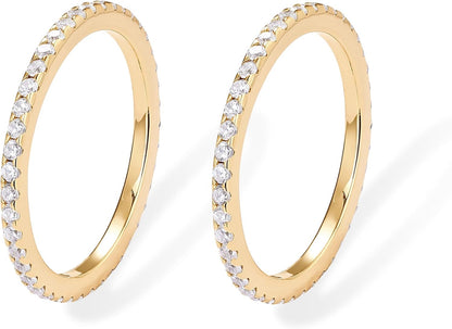Gold-Tone Silver-Tone CZ Stackable Ring