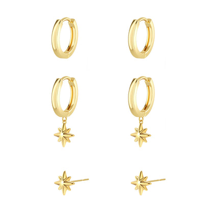 3-Pair Gold-Tone Hoop Earrings Set