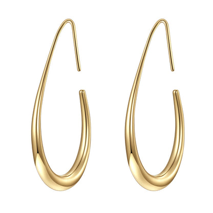 Gold-Tone White Teardrop Hoop Earrings