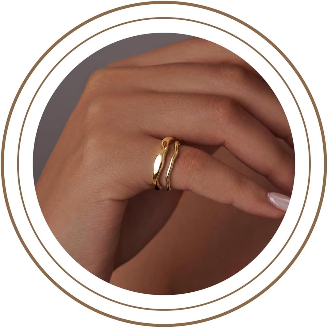 Gold-Tone Stackable Chunky Ring Set