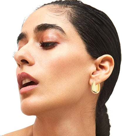6-Pair Gold-Tone Chunky Hoop Earrings Set