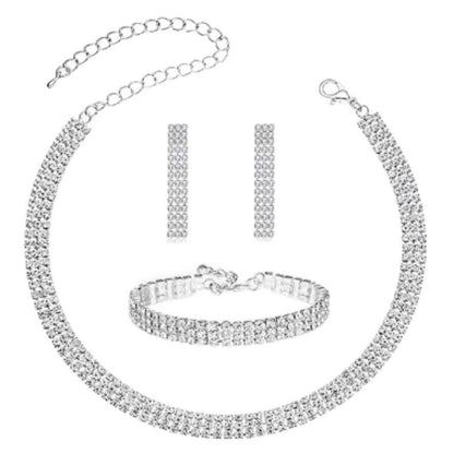 3-Piece Silver Crystal Jewelry Set