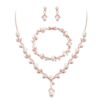 2-Piece White Pearl CZ Jewelry Set