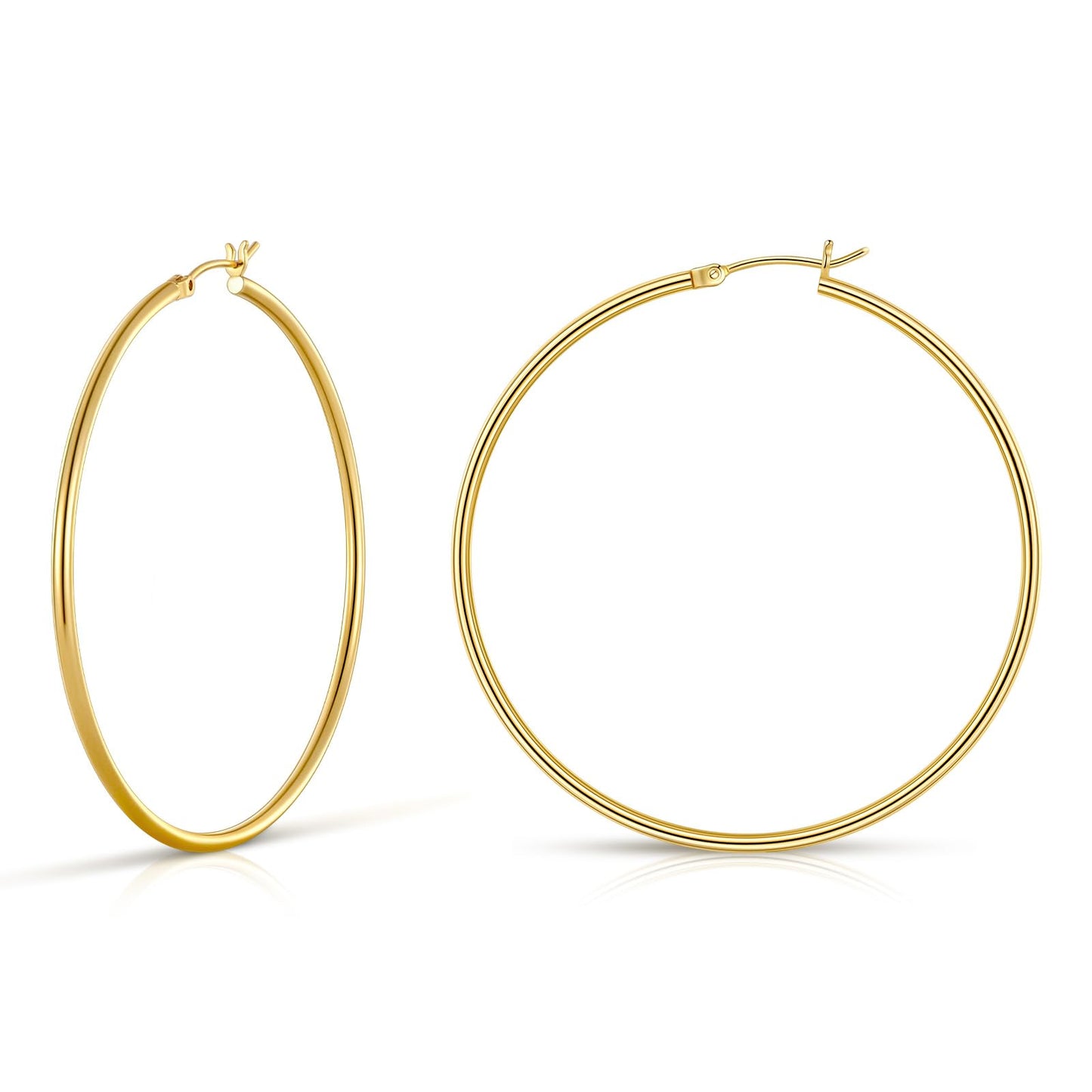 Gold Hoop Earrings for Women 14K Real Gold Plated Hoops with 925 Sterling Silver Post