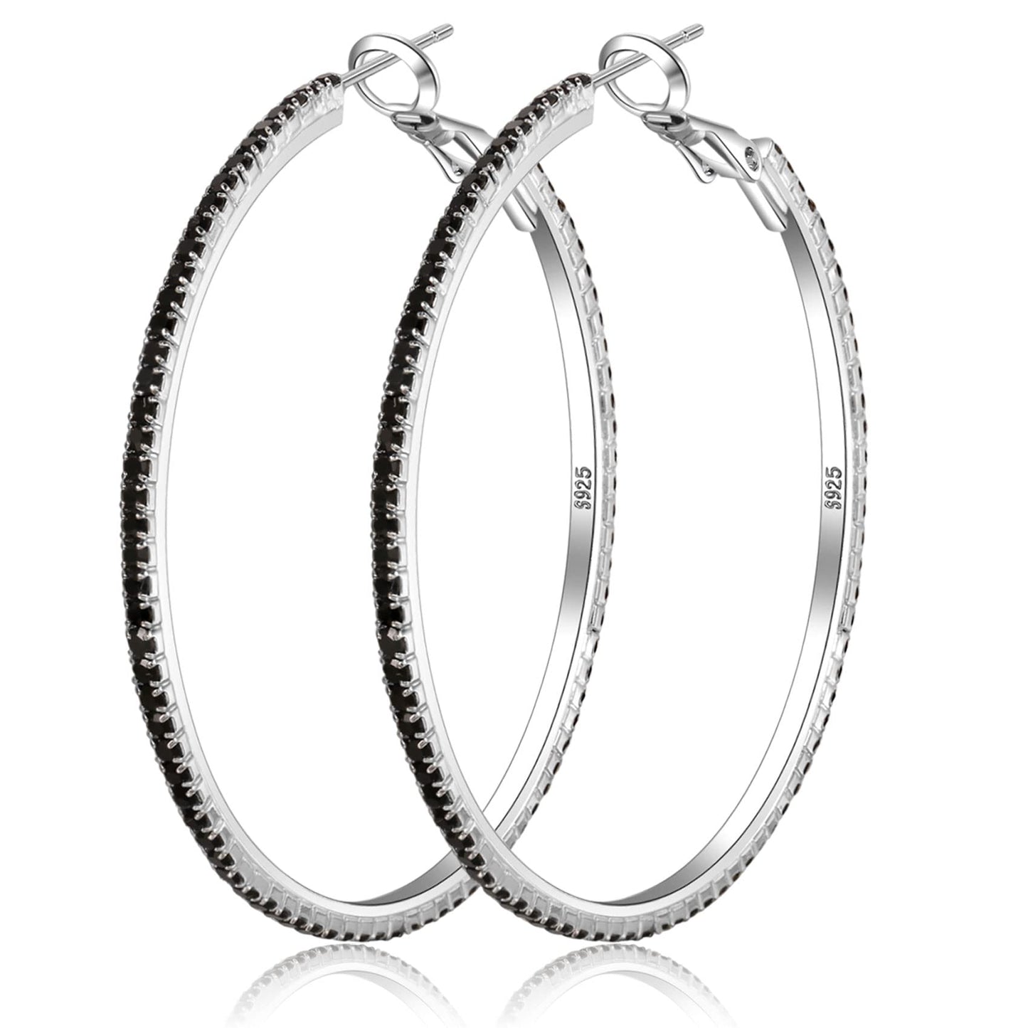 Silver-Tone Rhinestone Hoop Earrings