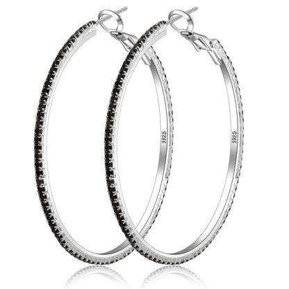 Silver-Tone Rhinestone Hoop Earrings