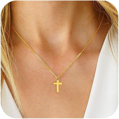 MONOZO Cross Necklace for Women，14K Gold Plated Cross Necklace Layered Gold Cross Necklace Tiny Sideway Cross Choker Necklace Gold Cross Necklaces for Women Trendy Gold Jewelry Gifts for Women Trendy