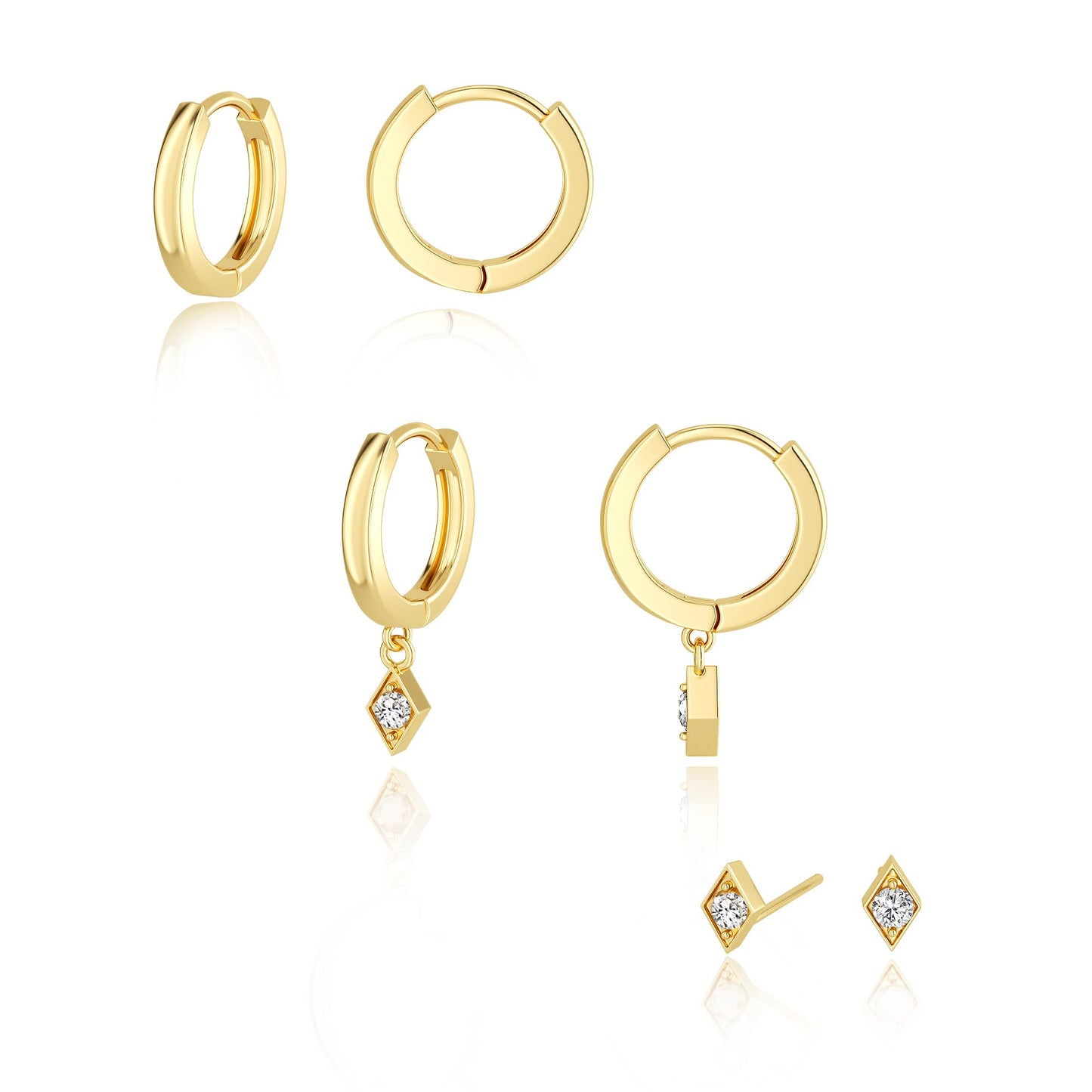 3-Pair Gold-Tone Hoop Earrings Set