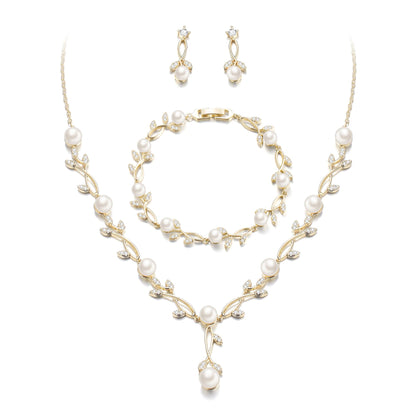 2-Piece White Pearl CZ Jewelry Set
