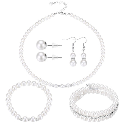 3-Piece Pearl Rhinestone Jewelry Set