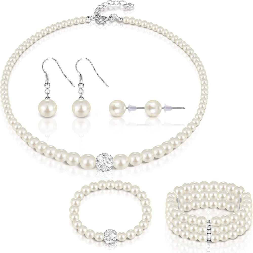 3-Piece Pearl Rhinestone Jewelry Set