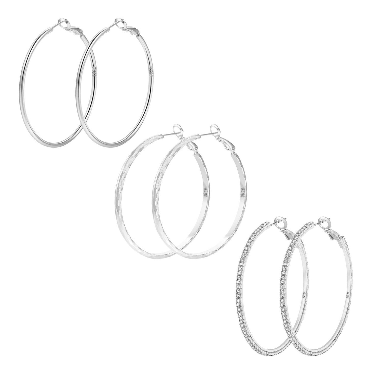 Silver-Tone Rhinestone Hoop Earrings