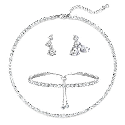 3-Piece Silver Crystal Jewelry Set