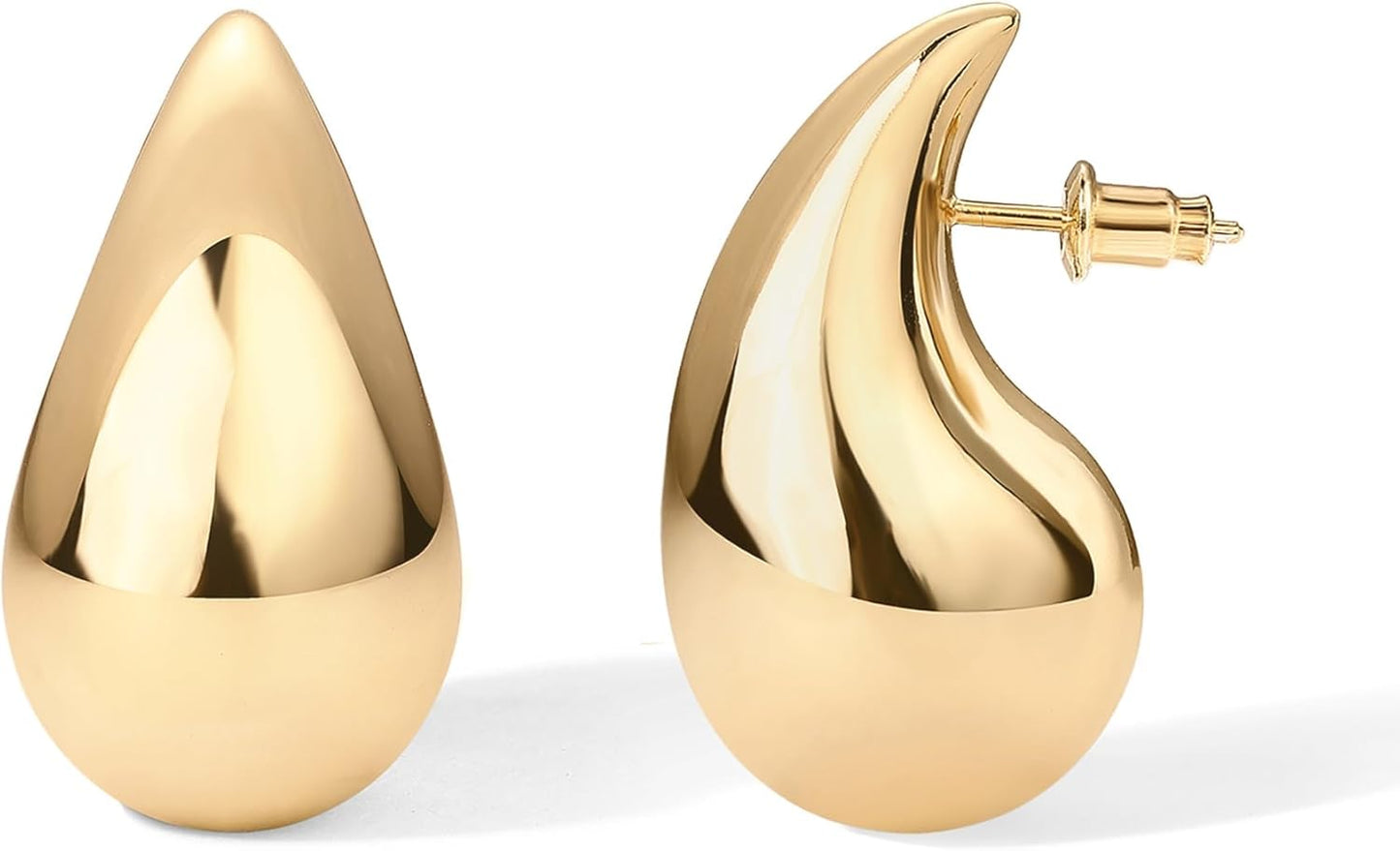 Gold-Tone Silver-Tone Teardrop Chunky Hoop Earrings