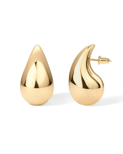 Gold-Tone Silver-Tone Teardrop Chunky Hoop Earrings