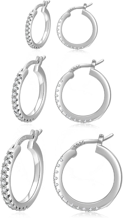 PABBEU Gold Hoop Earrings for Women Sterling Silver Post Small Gold Hoop Earrings 14k Real Gold Tiny Hypoallergenic Small Hoop Earrings Set for Women Men 13/15 /20mm