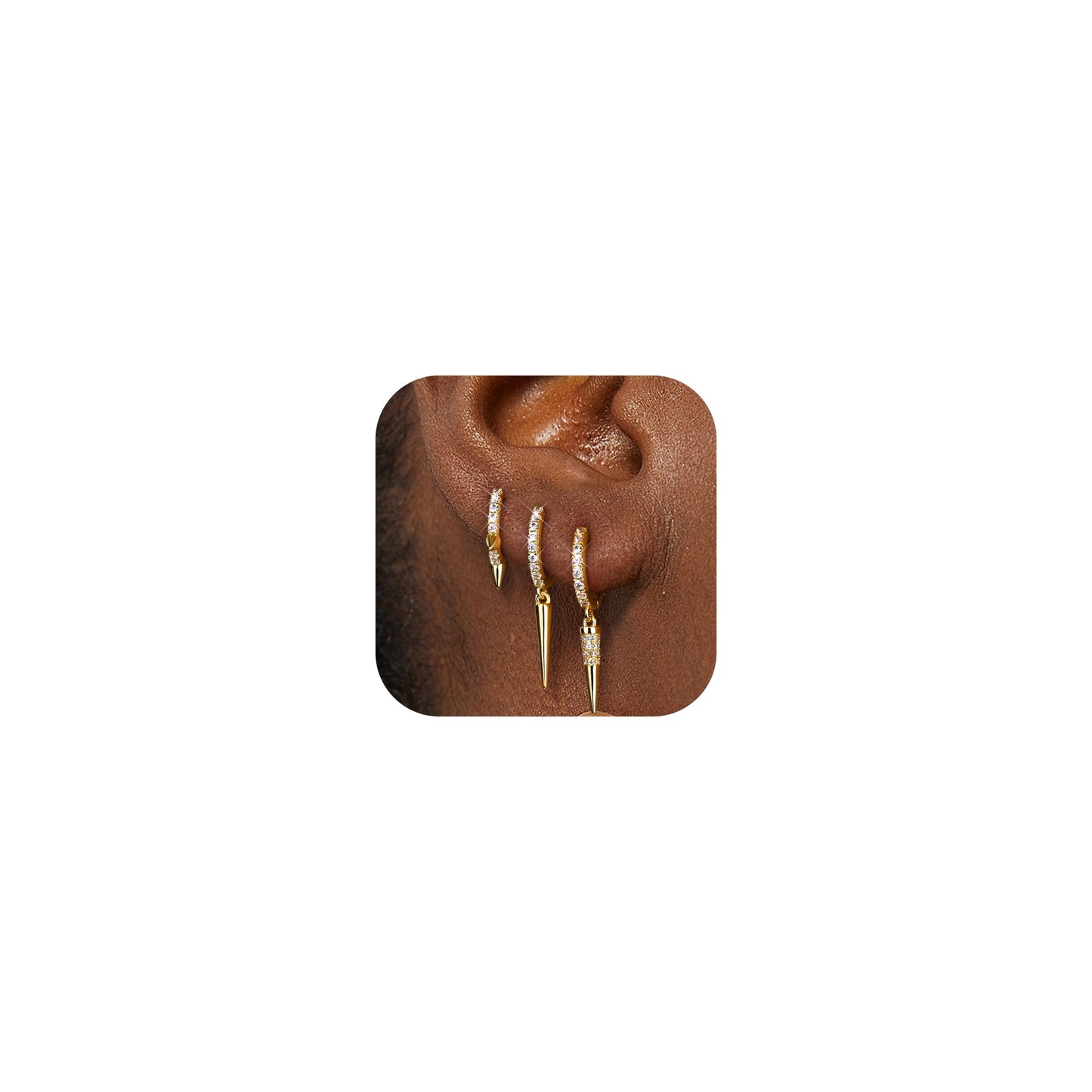 3-Pair Gold-Tone Silver-Tone Hoop Earrings Set