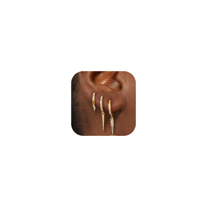 3-Pair Gold-Tone Silver-Tone Hoop Earrings Set