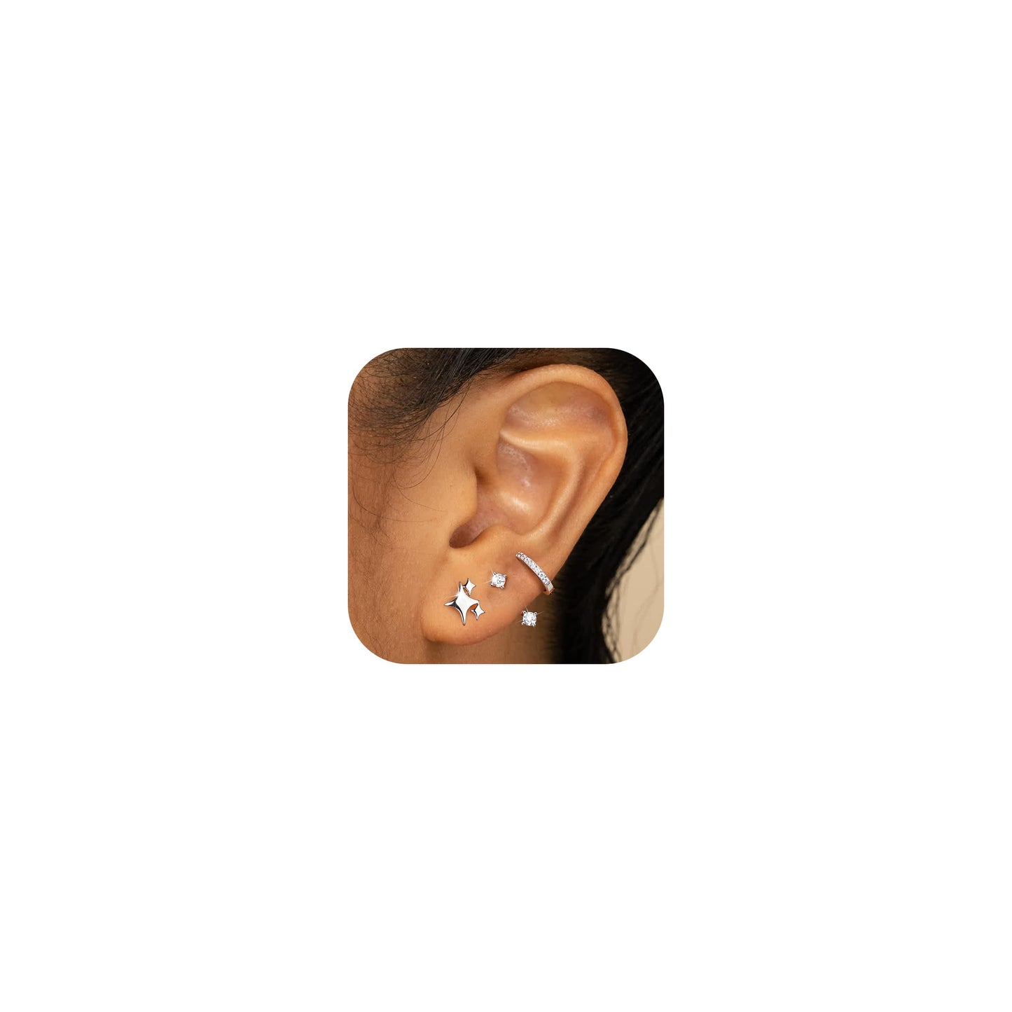 3-Pair Gold-Tone Silver-Tone Hoop Earrings Set