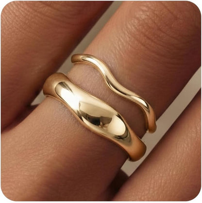 Gold-Tone Stackable Chunky Ring Set