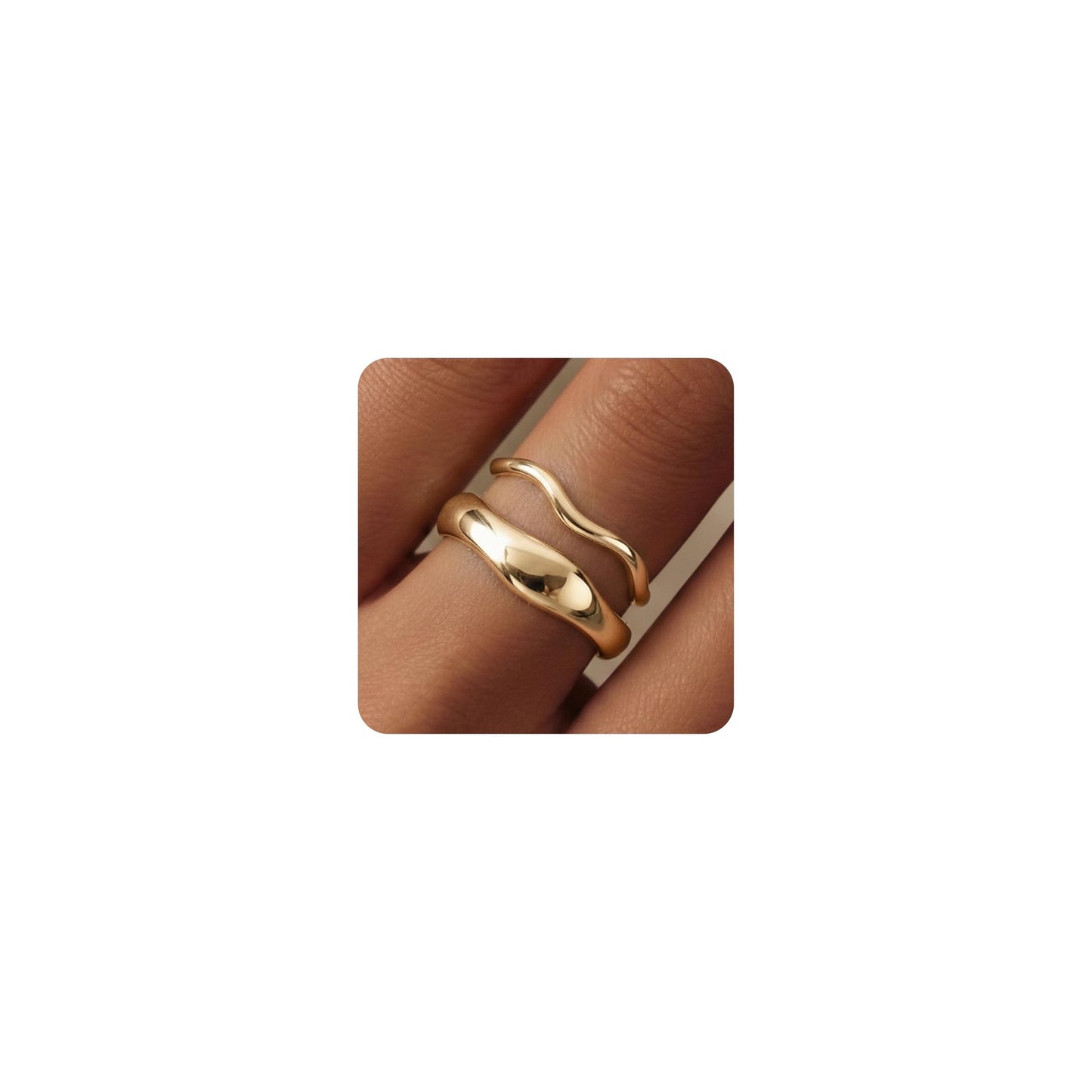 Gold-Tone Stackable Chunky Ring Set