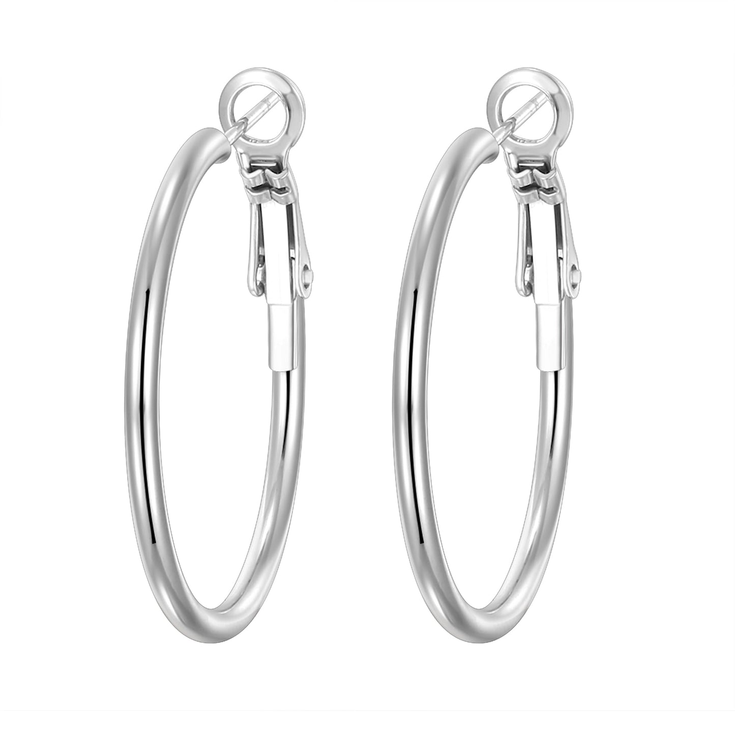 4-Pair Gold-Tone Silver-Tone Hoop Earrings Set