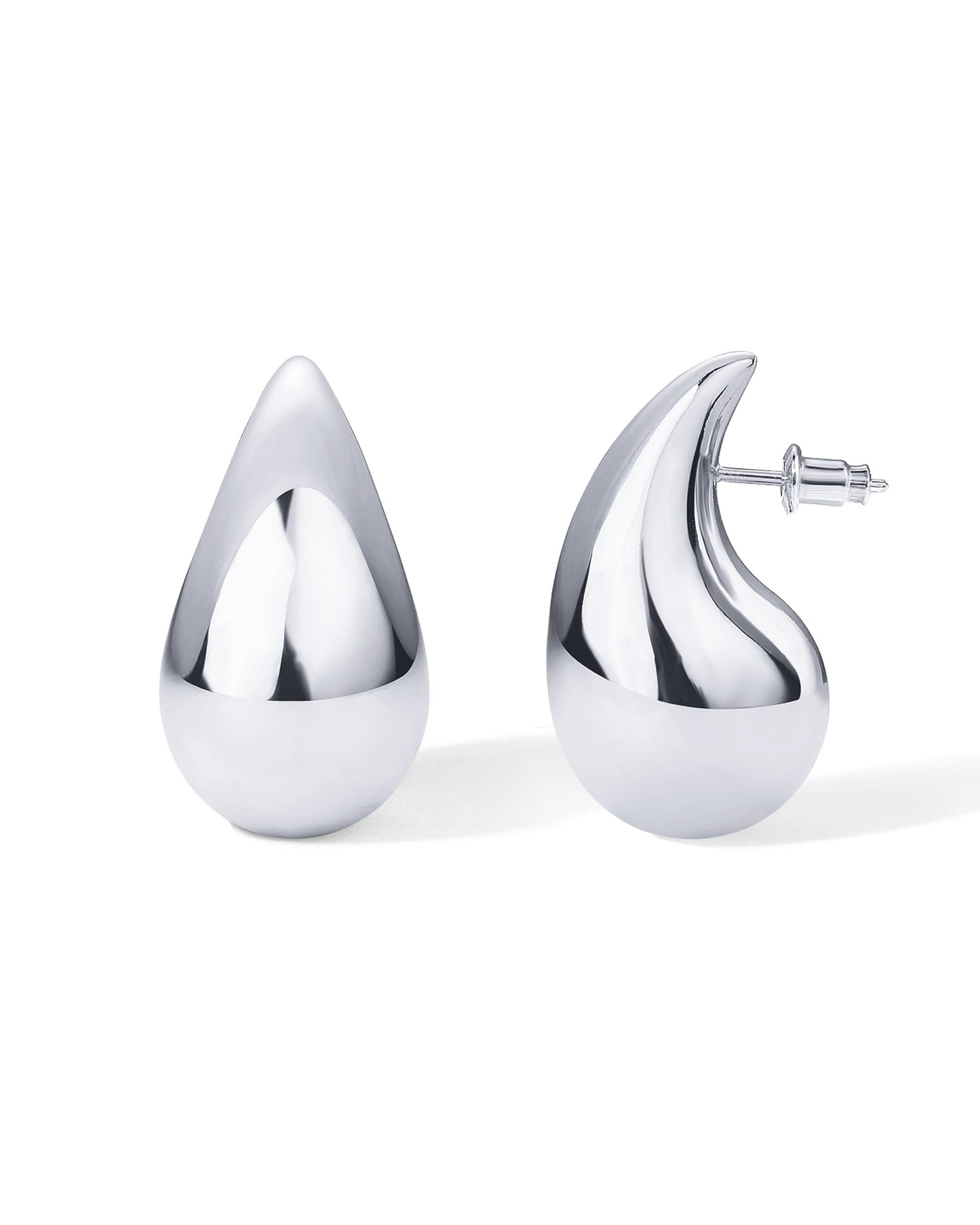 Gold-Tone Silver-Tone Teardrop Chunky Hoop Earrings