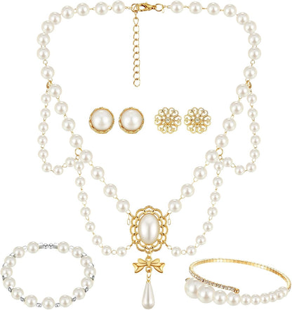 3-Piece Pearl Rhinestone Jewelry Set
