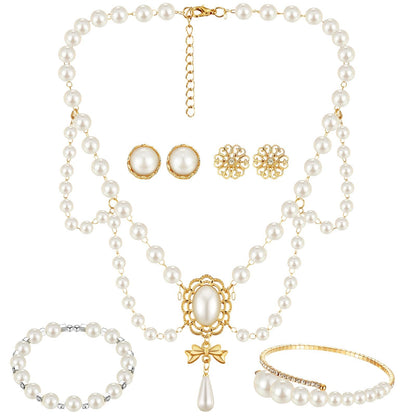3-Piece Pearl Rhinestone Jewelry Set