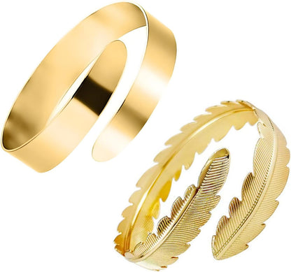 2-Piece Gold Stackable Arm Cuff Set