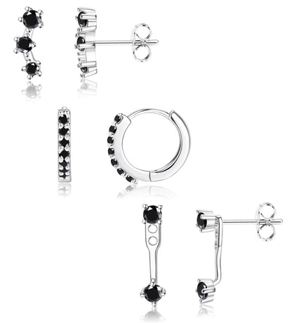 3-Pair Gold-Tone Silver-Tone Stud Earrings Set