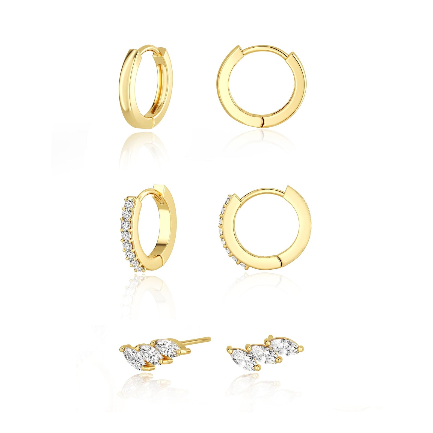 3-Pair Gold-Tone Hoop Earrings Set